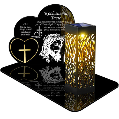ZNICZ SOLARNY LED WIECZNY PODSTAWKA NA CMENTARZ GRÓB lampka Serce 3D DLA TATY