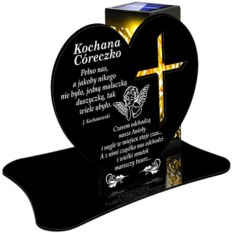 ZNICZ SOLARNY LED WIECZNY PODSTAWKA NA CMENTARZ GRÓB lampka Serce 3D DLA CÓRKI