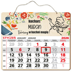 DREWNIANY KALENDARZ 2026 PREZENT KUCHARZ KUCHARKA POD CHOINKĘ ŚWIĘTA