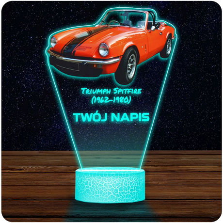 LAMPKA NOCNA LED 3D AUTO Triumph Spitfire prezent dla dziecka URODZINY statuetka + pilot