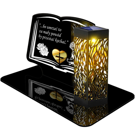 ZNICZ SOLARNY LED WIECZNY PODSTAWKA NA CMENTARZ GRÓB lampka Księga 3D