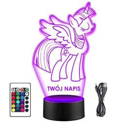 LAMPKA NOCNA LED MY LITTLE PONY KUCYK 3D +PILOT prezent URODZINY statuetka