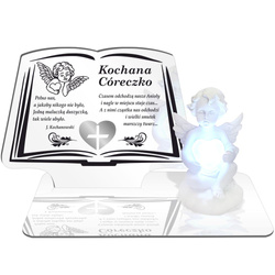 ZNICZ LED GRÓB Dziecka Córki Syna ANIOŁEK PODSTAWKA NA CMENTARZ BIAŁY ANIOŁ