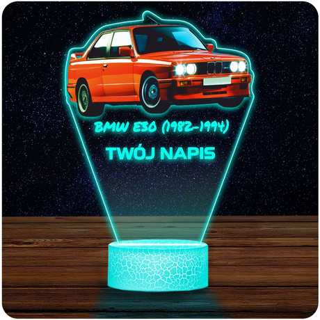 LAMPKA NOCNA LED 3D AUTO  BMW E30 prezent dla dziecka URODZINY statuetka + pilot