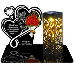 ZNICZ SOLARNY LED WIECZNY PODSTAWKA NA CMENTARZ GRÓB lampka Kwiaty 3D