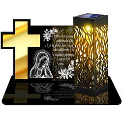 ZNICZ SOLARNY LED WIECZNY PODSTAWKA NA CMENTARZ GRÓB lampka Krzyż 3D