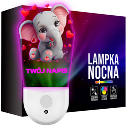 Lampka Nocna LED dla Dziecka SŁOŃ SŁONIK do kontaktu gniazdka CZUJNIK