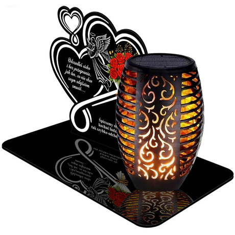 ZNICZ SOLARNY LED WIECZNY PODSTAWKA NA CMENTARZ GRÓB Kwiaty EFEKT PŁOMIENIA