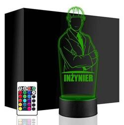 LAMPKA NOCNA LED INŻYNIER INŻYNIERA 3D + PILOT prezent URODZINY statuetka