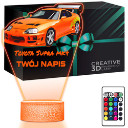 LAMPKA NOCNA LED 3D auto Toyota Supra MK4 prezent dla dziecka URODZINY statuetka + pilot