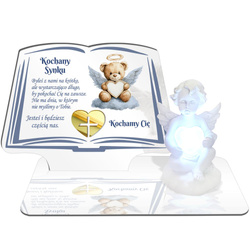 ZNICZ LED GRÓB Dziecka Córki Syna ANIOŁEK PODSTAWKA NA CMENTARZ BIAŁY ANIOŁ