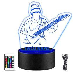 LAMPKA NOCNA LED GITARZYSTA GITARA 3D + PILOT prezent URODZINY statuetka