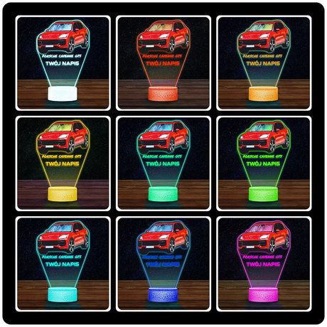 LAMPKA NOCNA LED 3D AUTO Porsche Cayenne prezent dla dziecka URODZINY statuetka + pilot