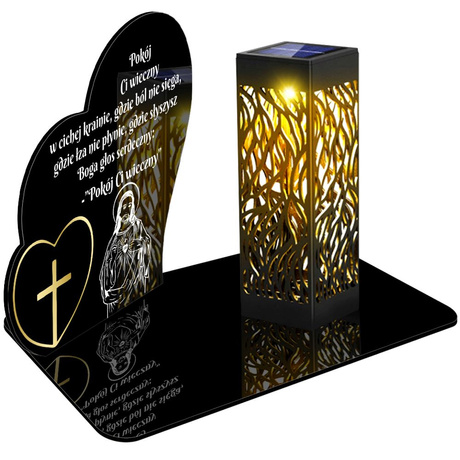 ZNICZ SOLARNY LED WIECZNY PODSTAWKA NA CMENTARZ GRÓB lampka Serce 3D