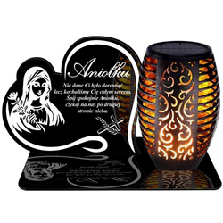 ZNICZ SOLARNY LED WIECZNY PODSTAWKA NA CMENTARZ GRÓB Serce EFEKT PŁOMIENIA DLA SYNA CÓRKI DZIECKA