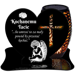 ZNICZ SOLARNY LED WIECZNY PODSTAWKA NA CMENTARZ GRÓB Krzyż EFEKT PŁOMIENIA DLA TATY