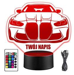 LAMPKA NOCNA LED BMW AUTO AUTKO 3D + PILOT prezent URODZINY statuetka