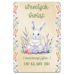 DREWNIANA KARTKA ŚWIĄTECZNA NA WIELKANOC WIELKANOCNA NA STÓŁ KOSZYK PREZENT