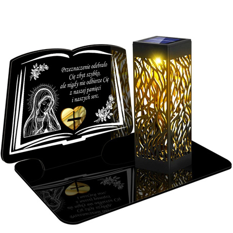 ZNICZ SOLARNY LED WIECZNY PODSTAWKA NA CMENTARZ GRÓB lampka Księga 3D