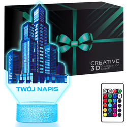 LAMPKA NOCNA LED 3D Miasto Wieżowce dla Architekta prezent dla dziecka URODZINY statuetka + pilot