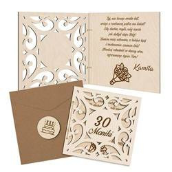 Prezent na urodziny Drewniana kartka grawer 30 40