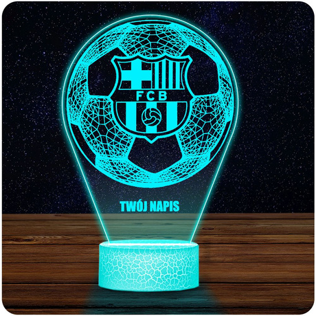 Lampka Nocna LED 3D FC Barcelona z Imieniem RGB Prezent na Święta Urodziny