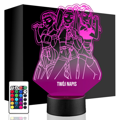 Lampka Nocna 3D LED Huntrix Rumi Mira Zoey Łowczynie Na Prezent + Pilot