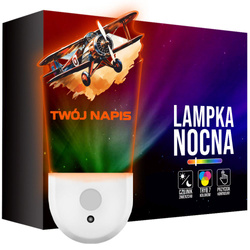 Lampka Nocna LED dla Dziecka imieniem SAMOLOT do kontaktu gniazdka CZUJNIK