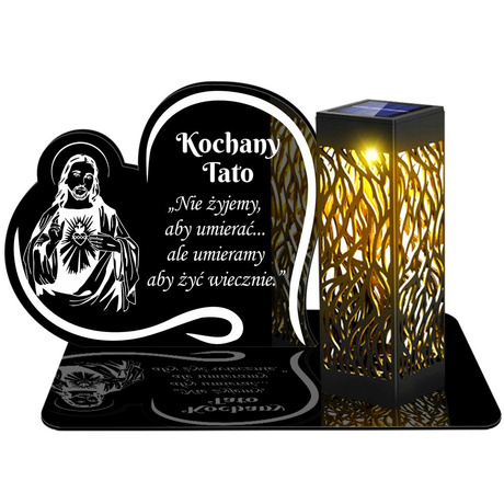ZNICZ SOLARNY LED WIECZNY PODSTAWKA NA CMENTARZ GRÓB lampka Napis Serce 3D DLA TATY
