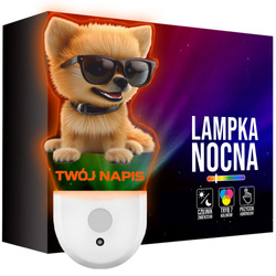 Lampka Nocna LED dla Dziecka PIESEK POMERANIN do kontaktu gniazdka CZUJNIK