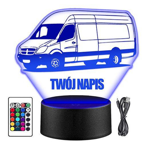LAMPKA NOCNA LED AUTO DOSTAWCZE AUTKO 3D + PILOT prezent URODZINY statuetka