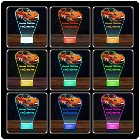 LAMPKA NOCNA LED 3D AUTO Porsche Panamera prezent dla dziecka URODZINY statuetka + pilot