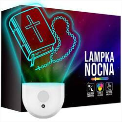 Lampka Nocna LED dla Dzieci BIBLIA RÓŻANIEC do kontaktu gniazdka CZUJNIK