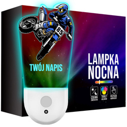 Lampka Nocna LED dla Dziecka Motocross Żużel kontaktu gniazdka CZUJNIK