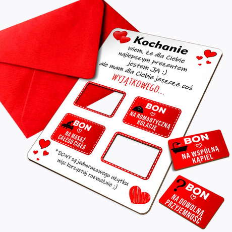 Prezent na Walentynki dla Niej dla Niego bon walentynkowy dla żony męża