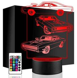 LAMPKA NOCNA LED SZYBCY I WŚCIEKLI 3D + PILOT prezent URODZINY statuetka