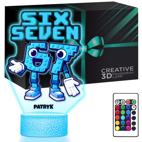 LAMPKA NOCNA LED 3D SIX SEVEN BRAINROT 67 prezent dla dziecka URODZINY statuetka + pilot