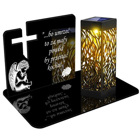 ZNICZ SOLARNY LED WIECZNY PODSTAWKA NA CMENTARZ GRÓB lampka Krzyż 3D 
