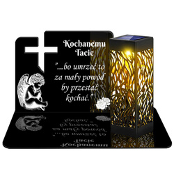 ZNICZ SOLARNY LED WIECZNY PODSTAWKA NA CMENTARZ GRÓB lampka Krzyż 3D DLA TATY