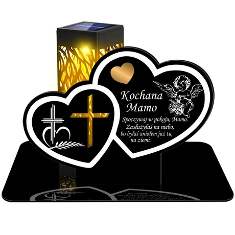 ZNICZ SOLARNY LED WIECZNY PODSTAWKA NA CMENTARZ GRÓB lampka Serce 3D DLA MAMY