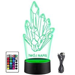 LAMPKA NOCNA LED KRYSZTAŁY MINERAŁY 3D + PILOT prezent URODZINY statuetka