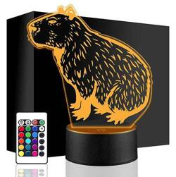 LAMPKA NOCNA KAPIBARA ZWIERZĄTKO 3D LED + PILOT prezent URODZINY na biurko