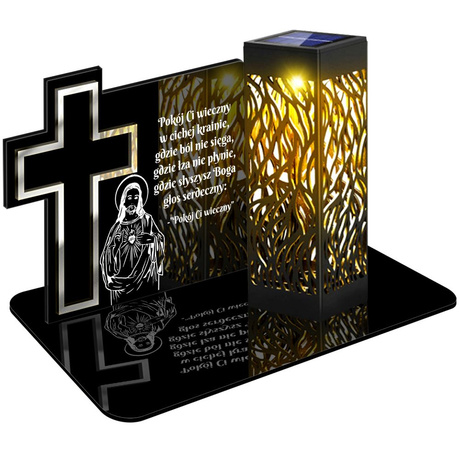 ZNICZ SOLARNY LED WIECZNY PODSTAWKA NA CMENTARZ GRÓB lampka Krzyż 3D