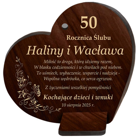 PREZENT NA ROCZNICĘ ŚLUBU 10 25 30 40 50 PAMIĄTKA DLA RODZICÓW Z GRAWEREM