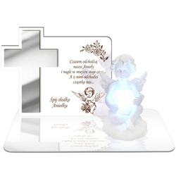ZNICZ LED GRÓB Dziecka Córki Syna ANIOŁEK PODSTAWKA NA CMENTARZ BIAŁY ANIOŁ