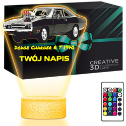 LAMPKA NOCNA LED 3D AUTO DODGE Charger prezent dla dziecka URODZINY statuetka + pilot