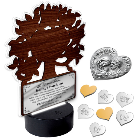 OBRAZ LED Prezent na Rocznicę Ślubu DRZEWKO SZCZĘŚCIA 10 25 30 40 50 GRAWER