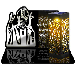 ZNICZ SOLARNY LED WIECZNY PODSTAWKA NA CMENTARZ GRÓB lampka Papież 3D