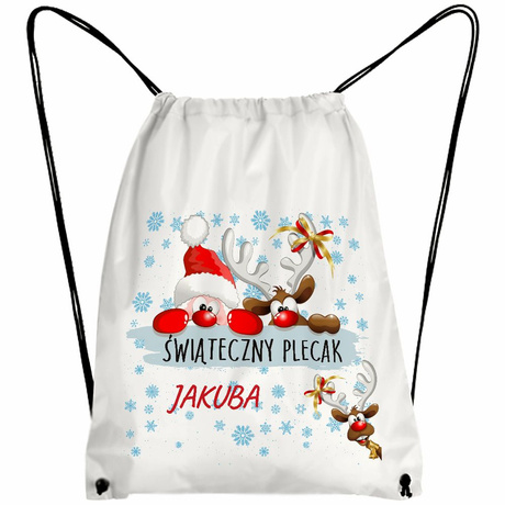 PLECAK WOREK ŚWIĘTA MIKOŁAJKI GWIAZDKA PREZENT DLA DZIECKA SZKOŁA IMIĘ