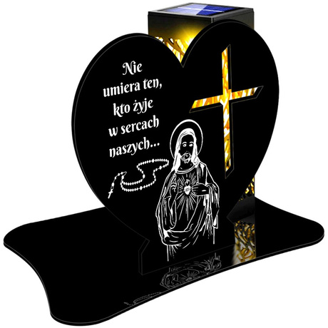 ZNICZ SOLARNY LED WIECZNY PODSTAWKA NA CMENTARZ GRÓB lampka Serce 3D 